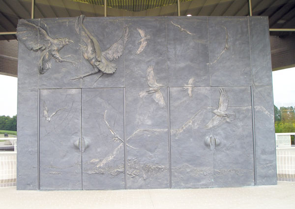 Cahokia interpretive center metal, sculpted doors